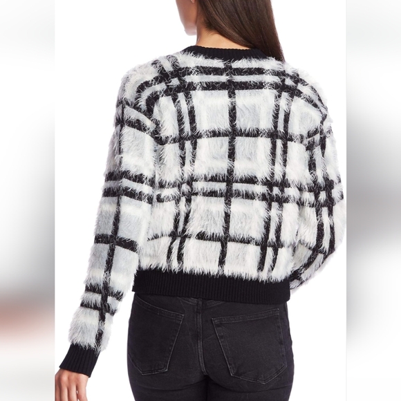 Women's 1.State Plaid eyelash sweater jacket-sz S - Picture 2 of 8